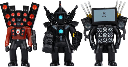 Skibidi Toilet Titan 3 Pack – All-New Collectibles, Officially Licensed Toilet Merch, Black