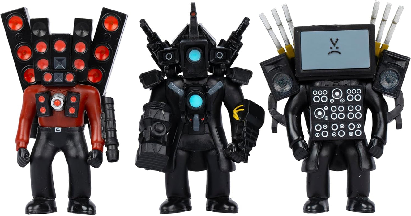 Skibidi Toilet Titan 3 Pack – All-New Collectibles, Officially Licensed Toilet Merch, Black