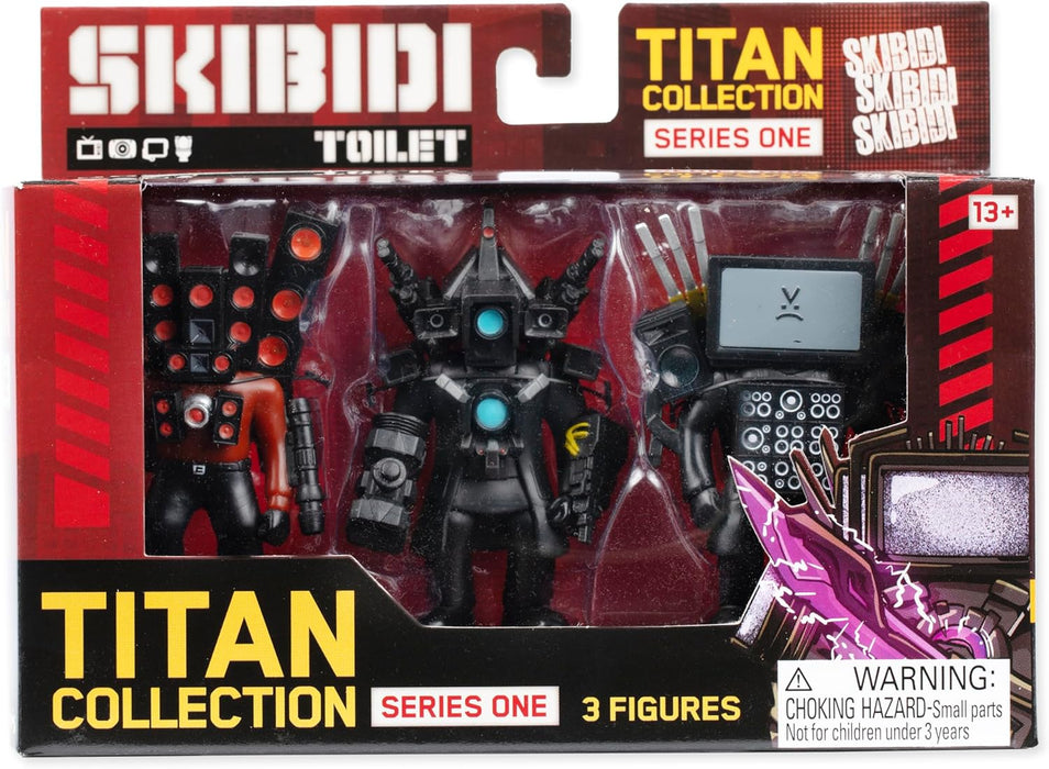 Skibidi Toilet Titan 3 Pack – All-New Collectibles, Officially Licensed Toilet Merch, Black