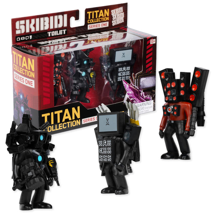 Skibidi Toilet Titan 3 Pack – All-New Collectibles, Officially Licensed Toilet Merch, Black