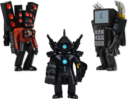 Skibidi Toilet Titan 3 Pack – All-New Collectibles, Officially Licensed Toilet Merch, Black