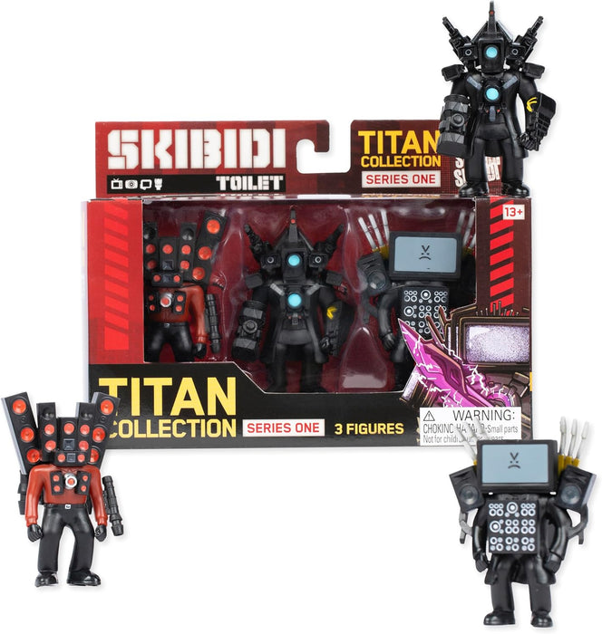 Skibidi Toilet Titan 3 Pack – All-New Collectibles, Officially Licensed Toilet Merch, Black