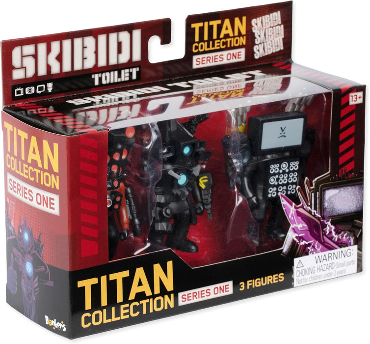 Skibidi Toilet Titan 3 Pack – All-New Collectibles, Officially Licensed Toilet Merch, Black