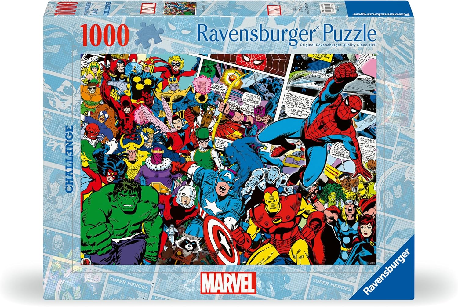 Ravensburger - Puzzle 1000 Piezas Marvel Challenge | Puzzle Adultos 70x50cm | Puzles 1000 Adultos | Rompecabezas Niños +14 Años | Puzzles 1000 Piezas De Marvel
