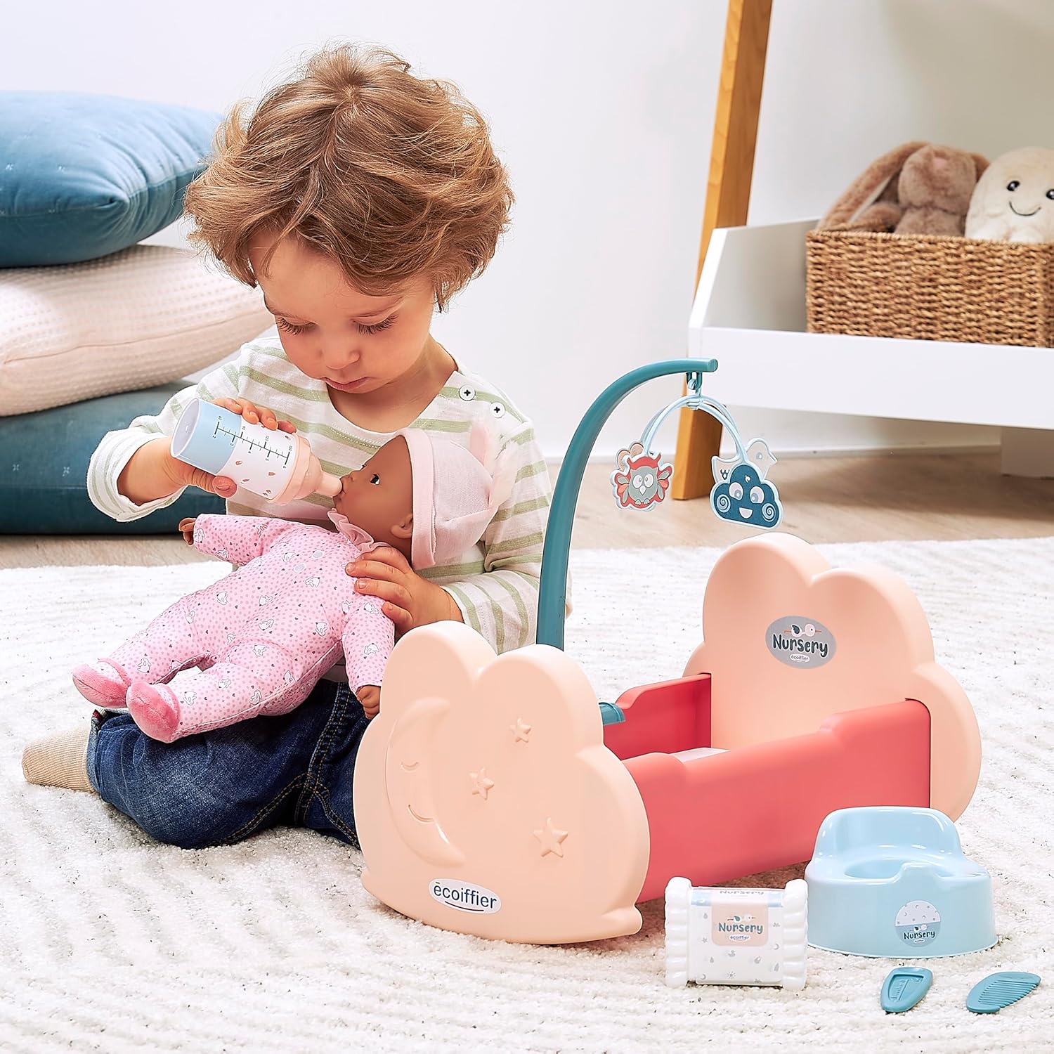 Ecoiffier - Ecoiffier Poppenwieg met Accessoires 6dlg.