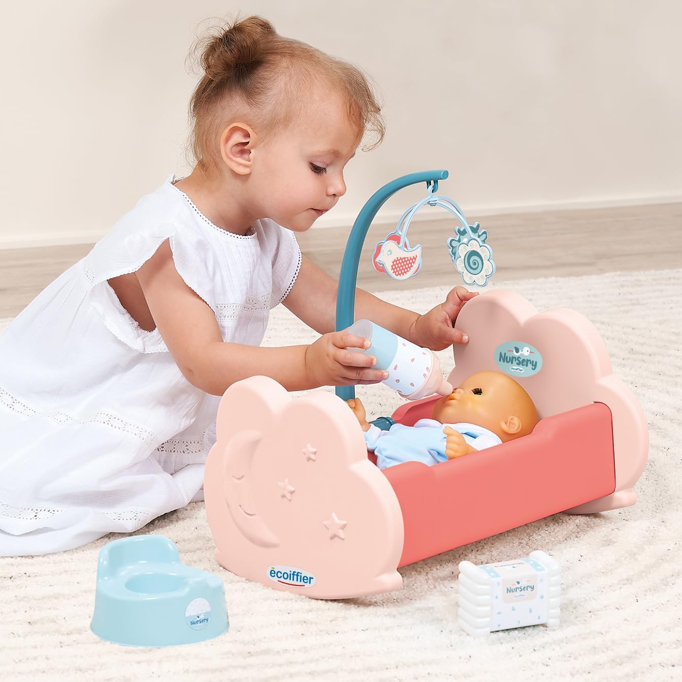 Ecoiffier - Ecoiffier Poppenwieg met Accessoires 6dlg.