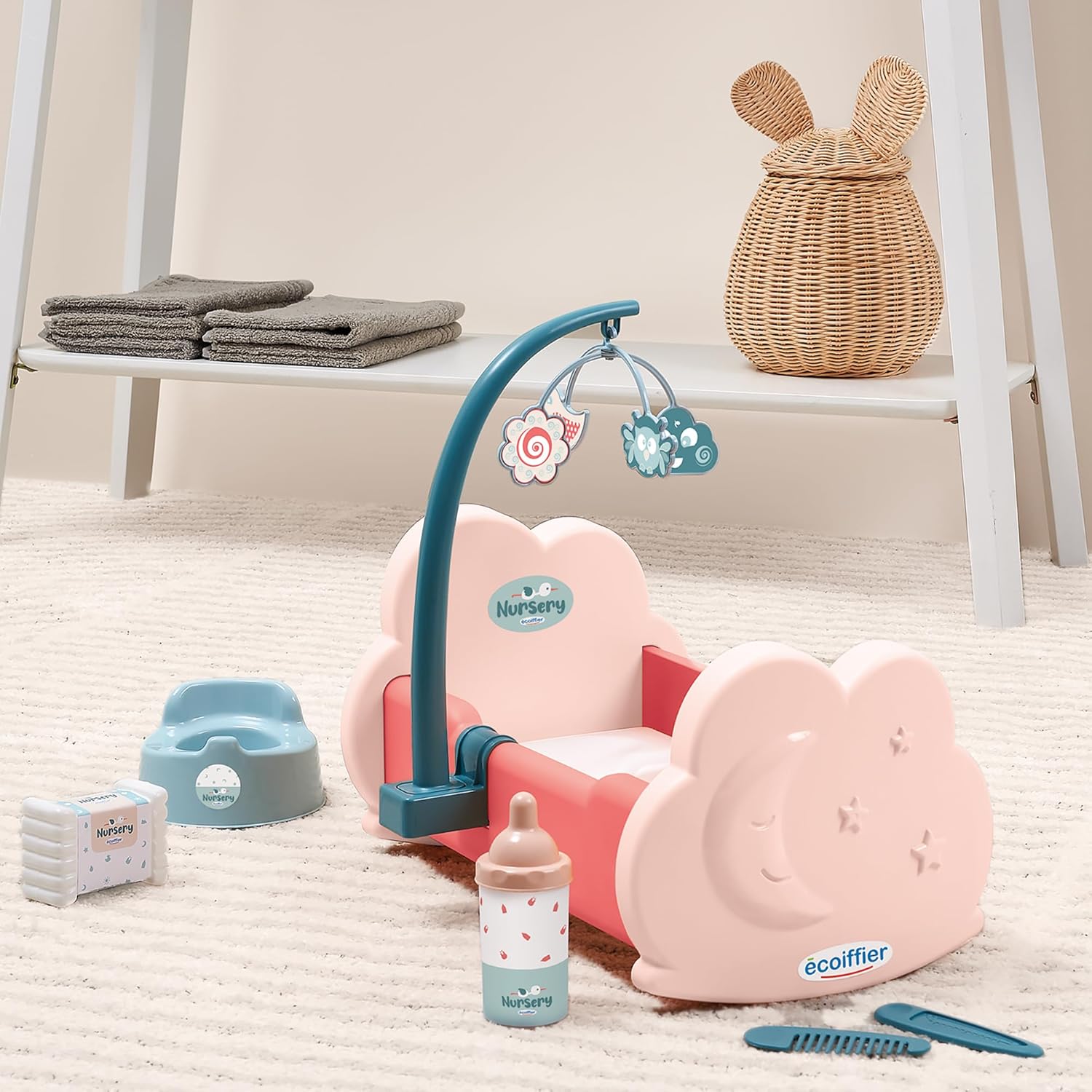 Ecoiffier - Ecoiffier Poppenwieg met Accessoires 6dlg.