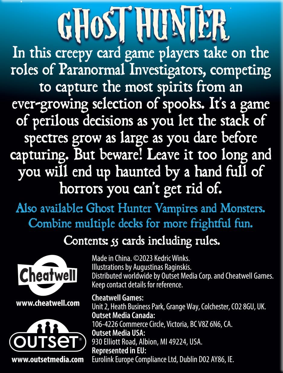 Cheatwell Games Ghost Hunter Spirits Card Game - Ghost Hunter Expandable Card Game Spirits, Designed For 2-6 players, ages 12+