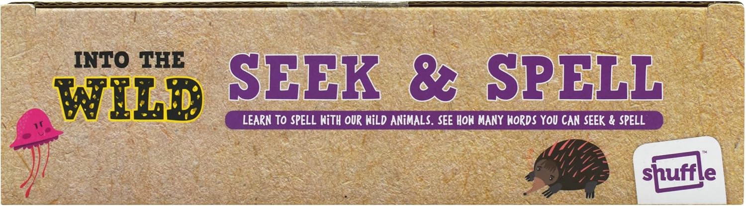 Shuffle Aprende a deletrear con Nuestros Animales Salvajes, Adecuado para Mayores de 4 años (Cartamundi Into The Wild Seek & Spell