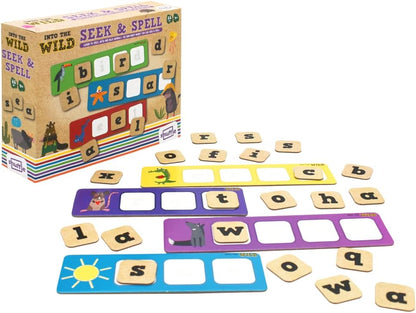 Shuffle Aprende a deletrear con Nuestros Animales Salvajes, Adecuado para Mayores de 4 años (Cartamundi Into The Wild Seek & Spell