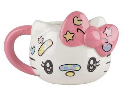 Konix Hello Kitty 3D Mug, Ceramic Mug, 500 ml, Kawaii Design, White and Pink