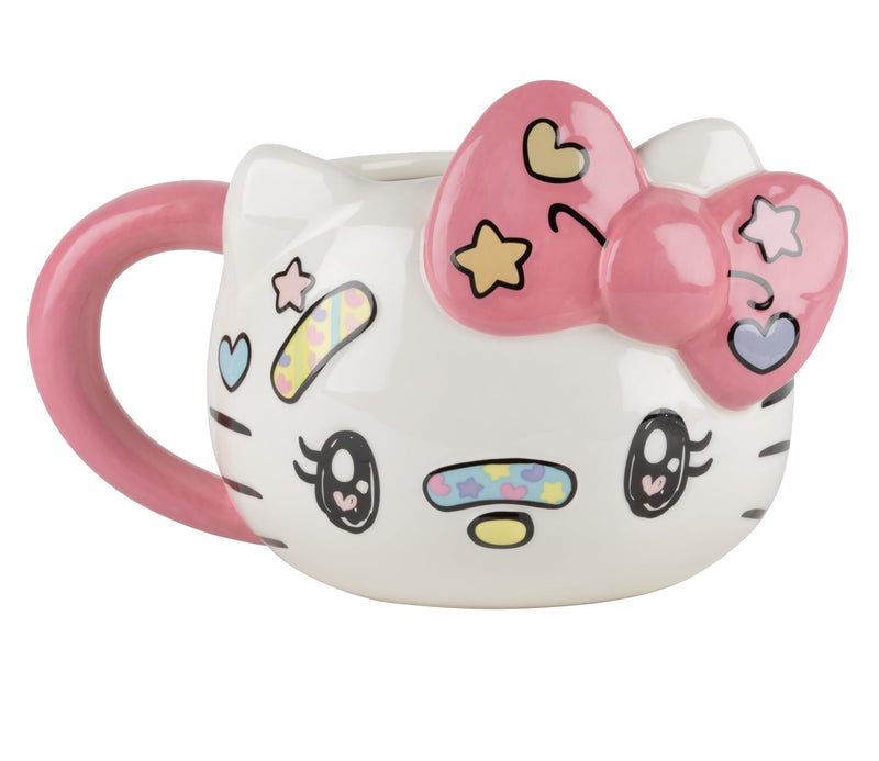 Konix Hello Kitty 3D Mug, Ceramic Mug, 500 ml, Kawaii Design, White and Pink