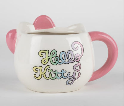 Konix Hello Kitty 3D Mug, Ceramic Mug, 500 ml, Kawaii Design, White and Pink
