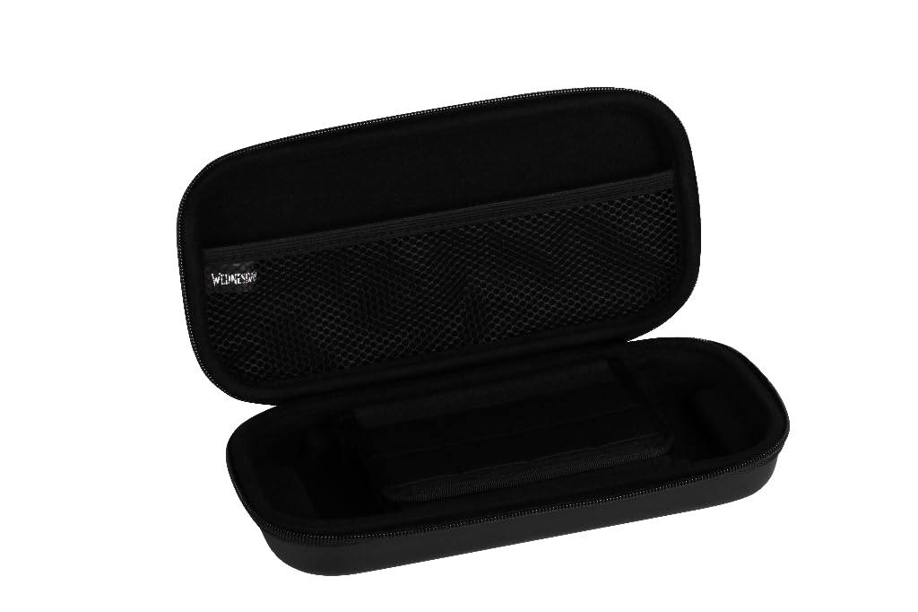 Konix Wednesday Schutz- und Transporthülle für Nintendo Switch, Switch Lite und Switch OLED - 8 Spiele - Nevermore Academy-Motiv - Schwarz