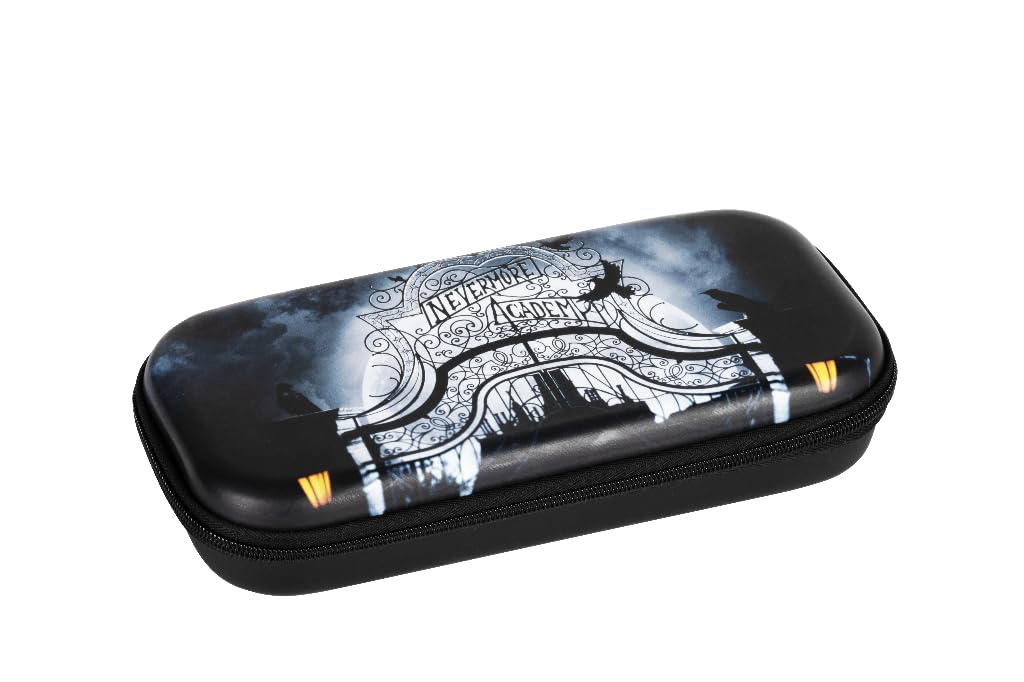 Konix Wednesday Schutz- und Transporthülle für Nintendo Switch, Switch Lite und Switch OLED - 8 Spiele - Nevermore Academy-Motiv - Schwarz