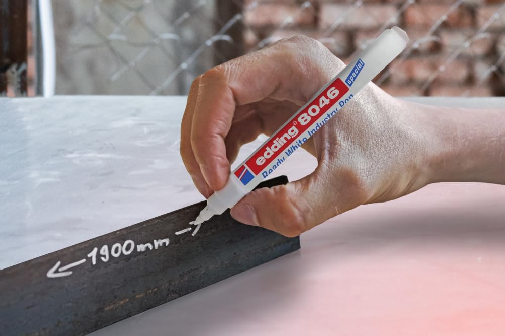 edding 8046 Ready white industry pen - white - 10 pens - round nib 1-3 mm - white permanent marker for marking and labelling metal, glass, stone or plastic - permanent & Smudge-proof
