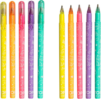 Depesche 13217 TOPModel Neon Doodle - Kleurboekset met 70 pagina's in zwart-wit, incl. 5 neon gelpennen en stickers