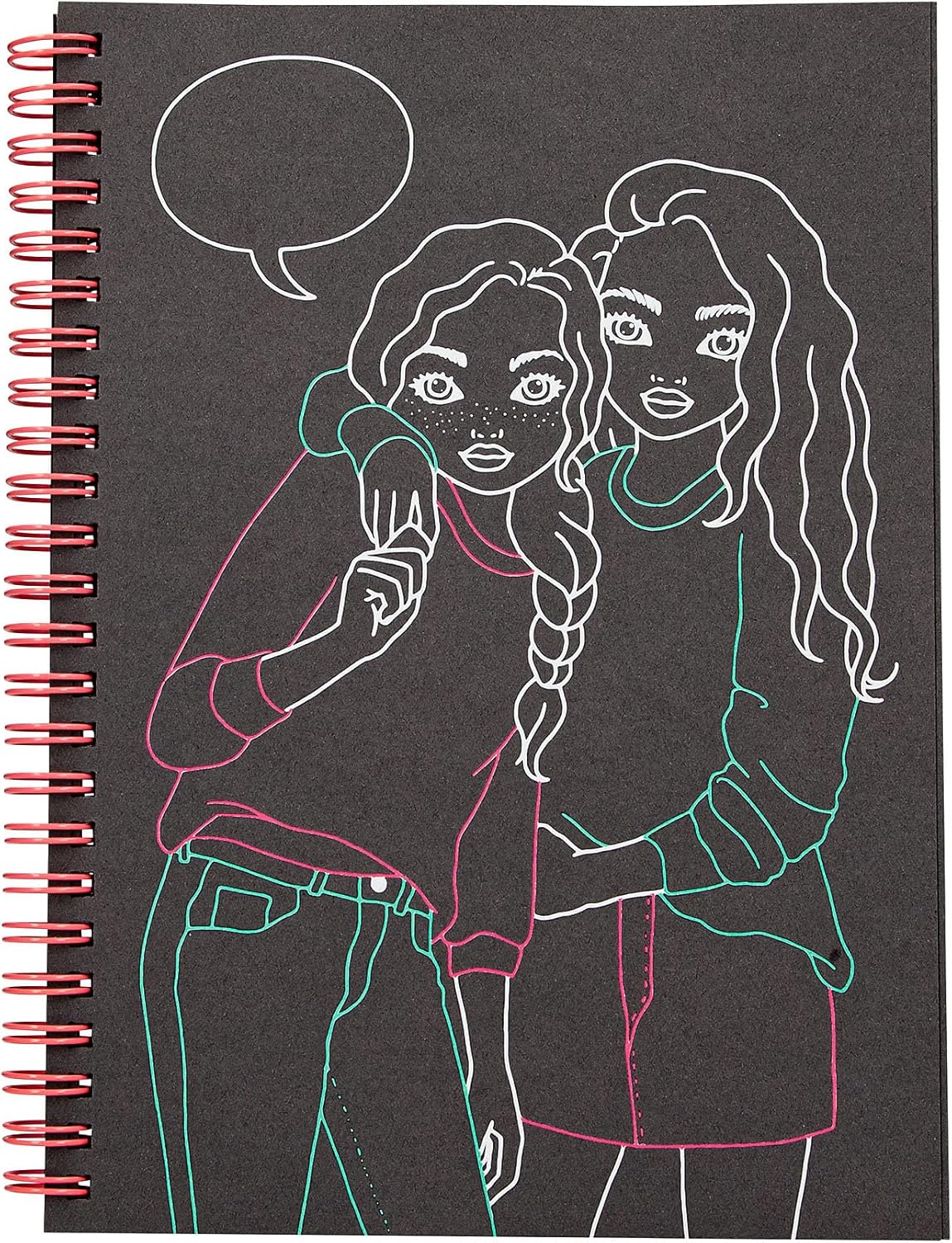 Depesche 13217 TOPModel Neon Doodle - Kleurboekset met 70 pagina's in zwart-wit, incl. 5 neon gelpennen en stickers