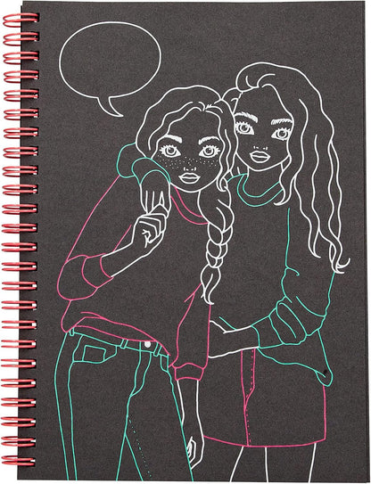 Depesche 13217 TOPModel Neon Doodle - Kleurboekset met 70 pagina's in zwart-wit, incl. 5 neon gelpennen en stickers