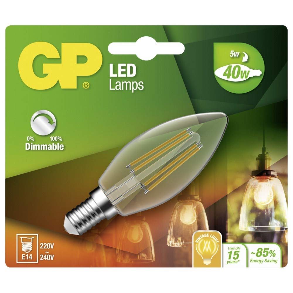 `Gp - Led Lamp Filament Mini Candle, E14, Dim, 5W (40W), 470Lm`