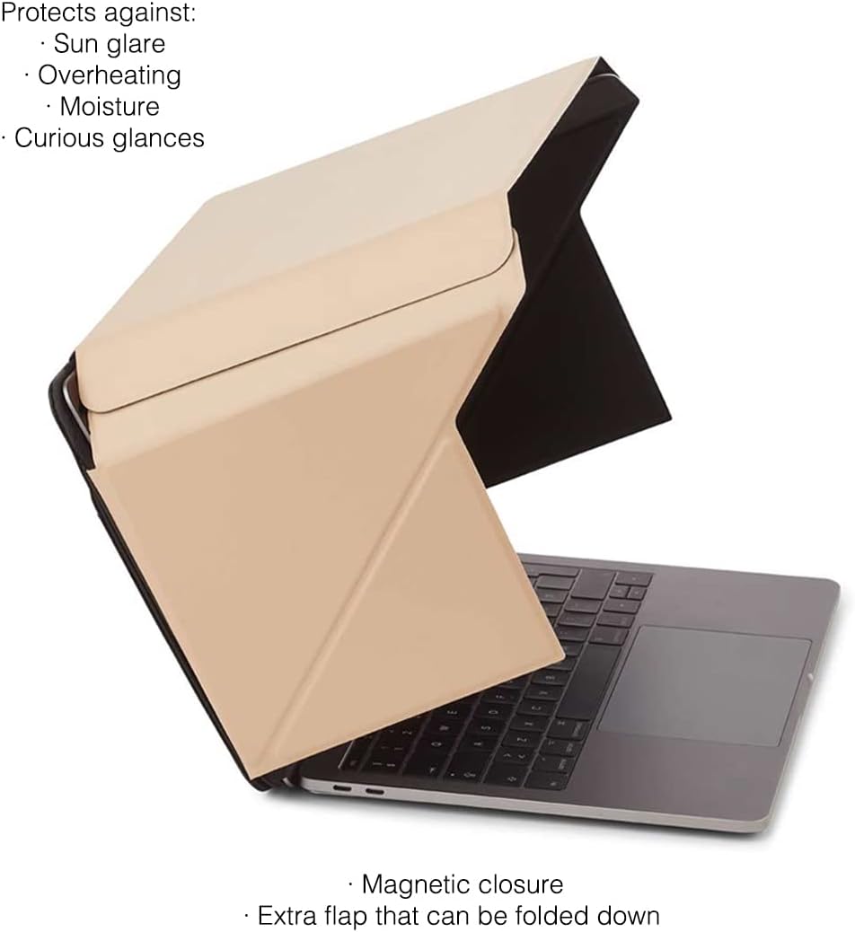Philbert Design Zonnescherm en Privacy Lux Hood | Universeel voor 12"-13"-14" Laptops | Beige | Milieuvriendelijke Materialen | Glans Vermindering | Hittebestendig | Opvouwbaar/Draagbaar | Octrooi nr. D790551