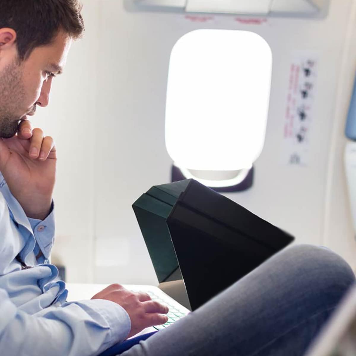 Philbert Danish Design Lux kap voor 4-in-1 laptop - schermschaduw, privacy, hittebescherming, contrastverbetering - geschikt voor 15"-16" laptops, zelfstaande hoes met zak - gestreept