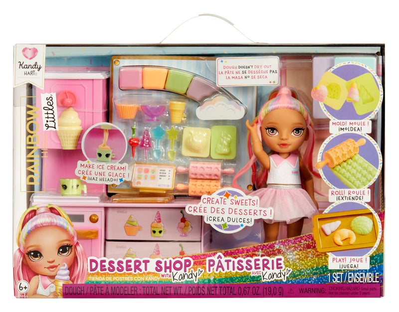 Rainbow High Littles Dessert Shop with Kandy Playset - Comes with a Small 14 cm Pink Doll, Make Ice Cream and Sweets, For Children Ages 4+