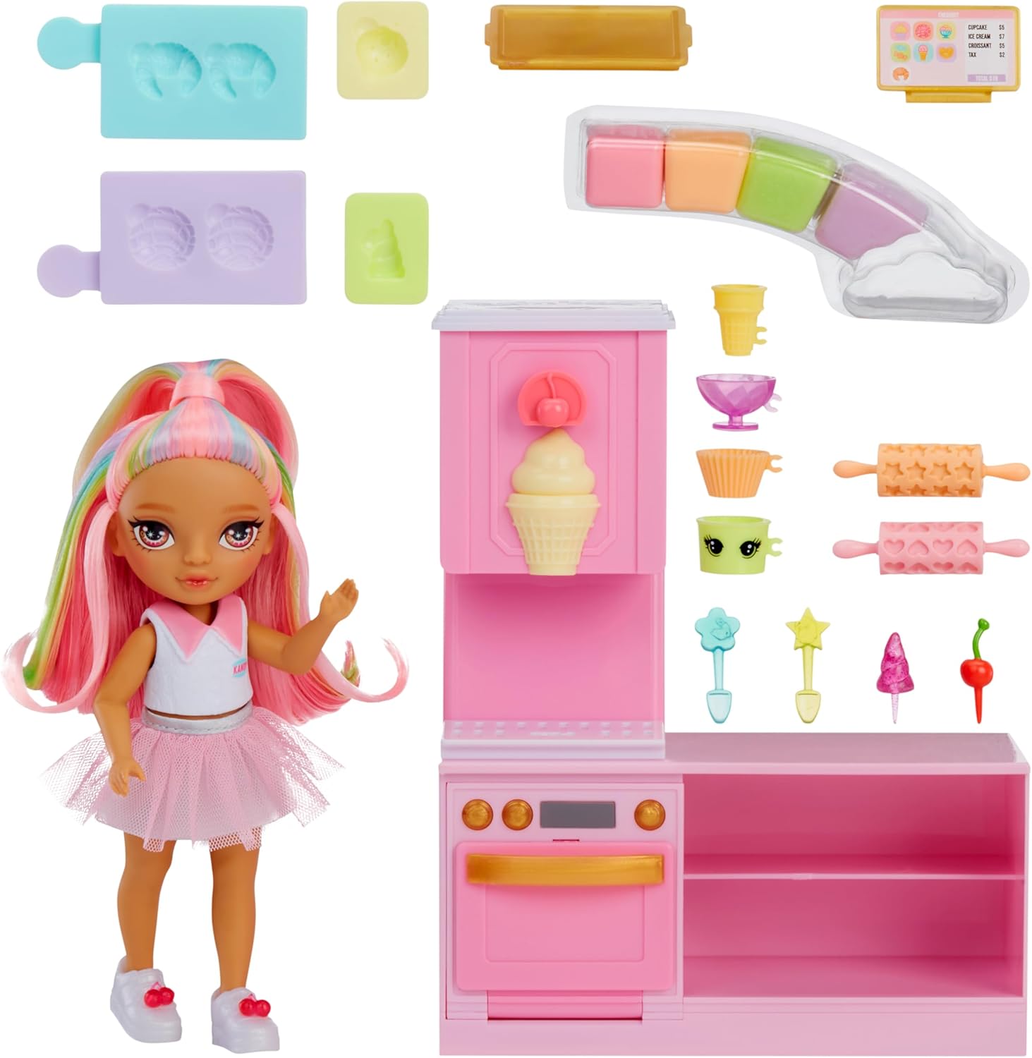 Rainbow High Littles Dessert Shop with Kandy Playset - Comes with a Small 14 cm Pink Doll, Make Ice Cream and Sweets, For Children Ages 4+
