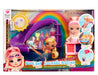 RAINBOW HIGH Littles Pool Day with Blush Playset - Incluye una Pequeña Muñeca Rosa de 14 cm, Piscina con Tobogán Arco Iris, Accesorios, Soporte para Batidos, para Niños Mayores de 4 Años
