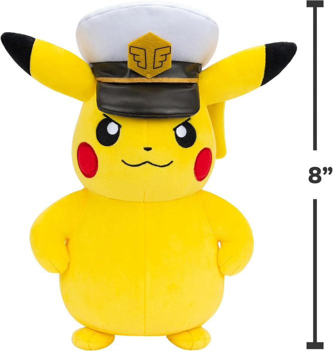 Pokémon Captain Pikachu Plush - 8-Inch Soft Plush with Captain's Hat and Authentic Details