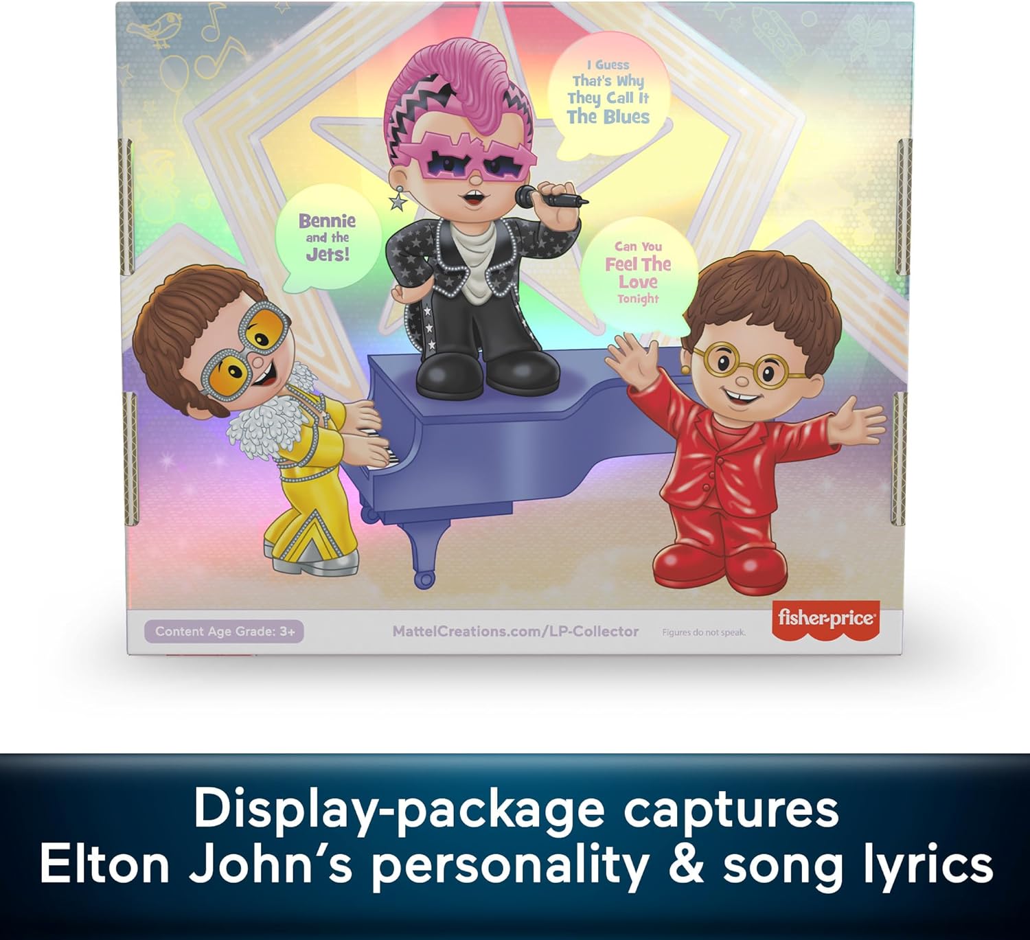 Little People Collector Elton John Special Edition Set for Adults & Fans, 3 Figures in a Display Gift Box, HVG78