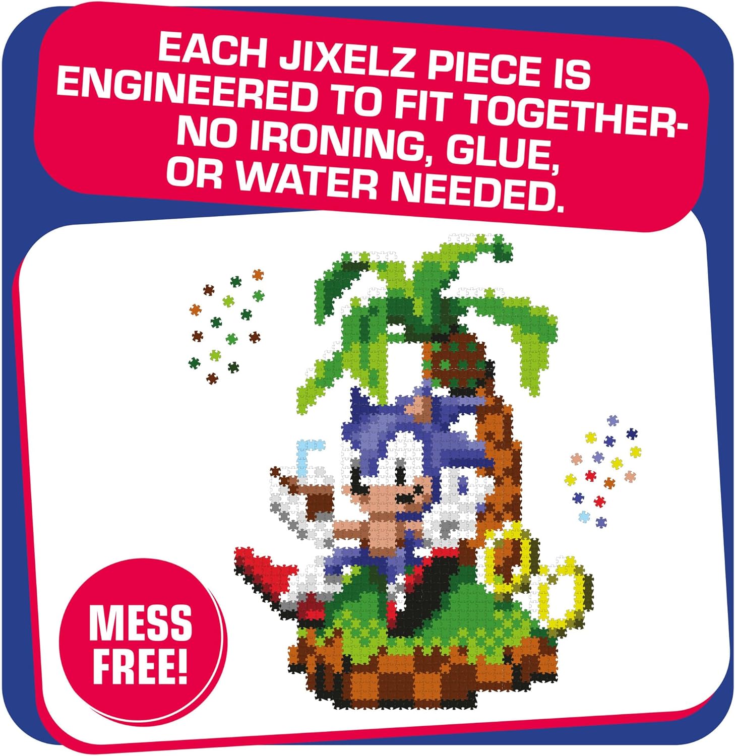 TOMY Jixelz® Remix Sonic The Hedgehog Craft Kit – Chillin’ Sonic – 1200+ Pieces