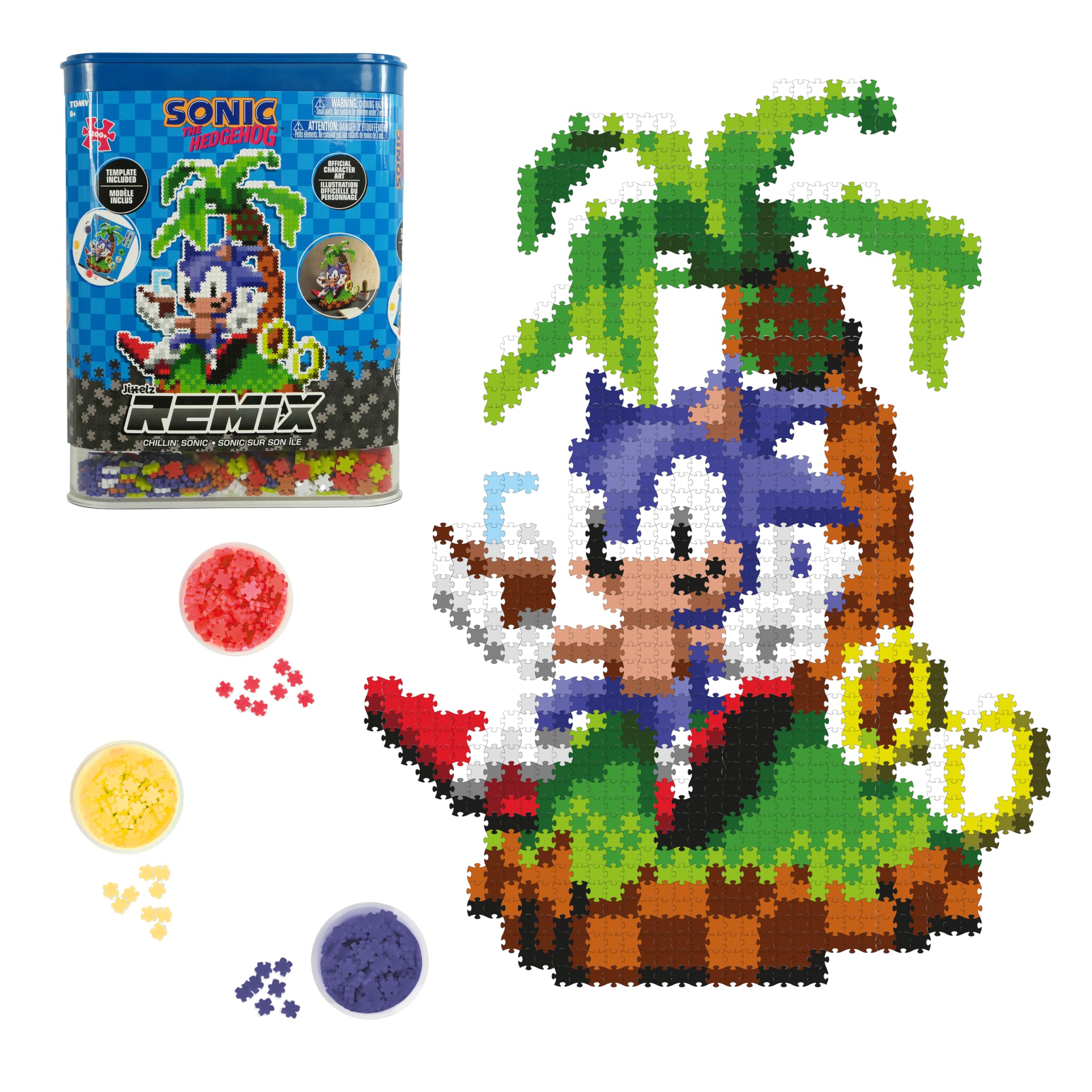 TOMY Jixelz® Remix Sonic The Hedgehog Craft Kit – Chillin’ Sonic – 1200+ Pieces
