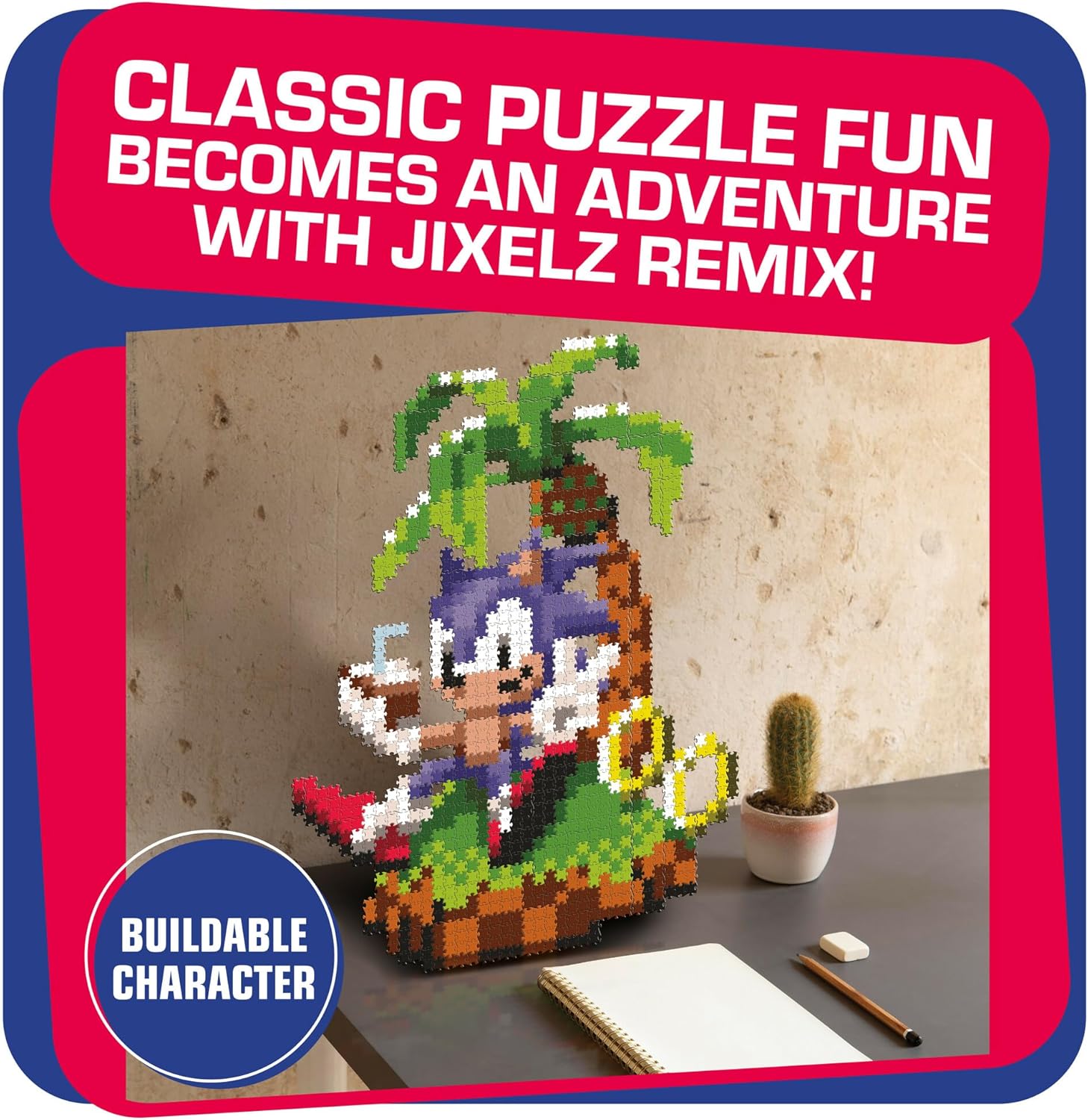 TOMY Jixelz® Remix Sonic The Hedgehog Craft Kit – Chillin’ Sonic – 1200+ Pieces