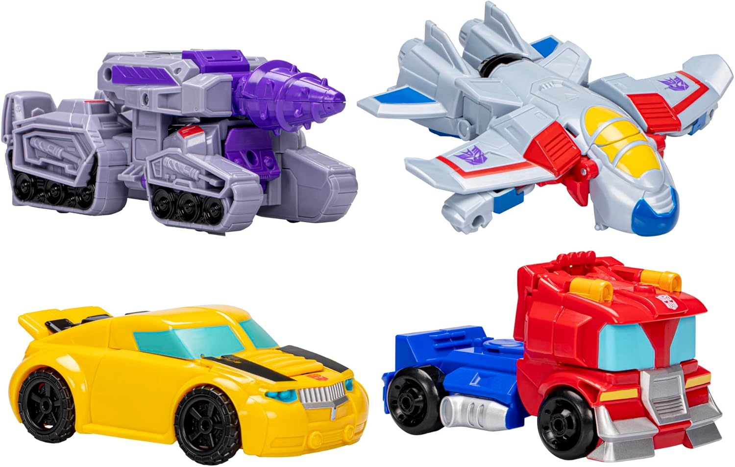 Transformers Toys Heroes vs Villains 4-Pack, Autobot and Decepticon 11-cm Action Figures, Preschool Robot Toys for Children Aged 3 and Up
