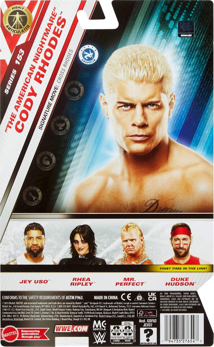 Mattel WWE Cody Rhodes “The American Nightmare” Action Figure, Main Event Series #153 6-inch Collectible with 10 Articulation Points & Life-Like Look, JCV37