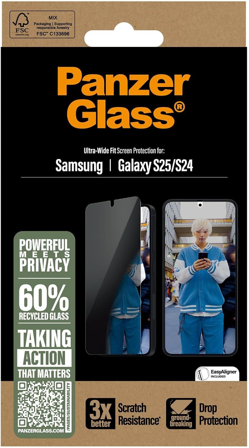 PanzerGlass® Privacy Screen Protector for Samsung Galaxy S 2025, Ultra-Wide Fit