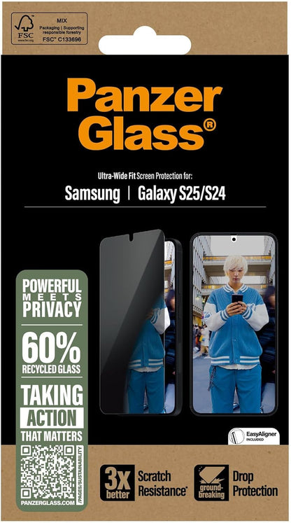 PanzerGlass® Privacy Screen Protector for Samsung Galaxy S 2025, Ultra-Wide Fit