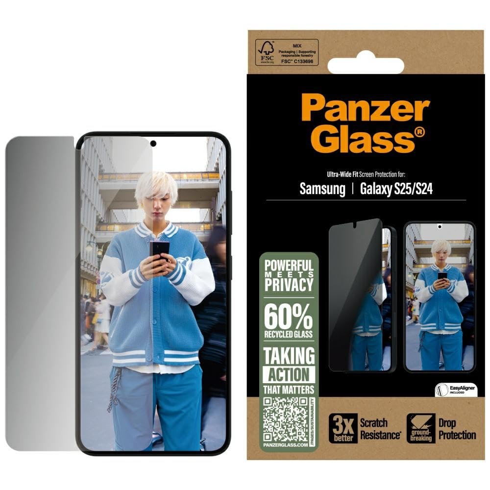 PanzerGlass® Privacy Screen Protector for Samsung Galaxy S 2025, Ultra-Wide Fit