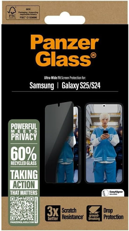 PanzerGlass® Privacy Screen Protector for Samsung Galaxy S 2025, Ultra-Wide Fit