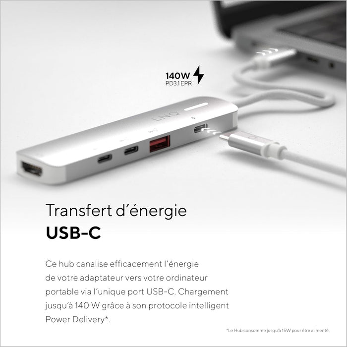 LINQ Connects Hub Multiport 5-en-1 Pro-C avec HDMI 4K - 10Gbps - Compatible avec Ordinateurs Portables et Tablettes
