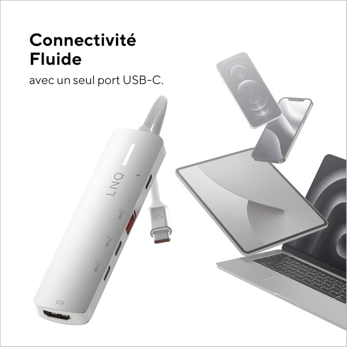 LINQ Connects Hub Multiport 5-en-1 Pro-C avec HDMI 4K - 10Gbps - Compatible avec Ordinateurs Portables et Tablettes