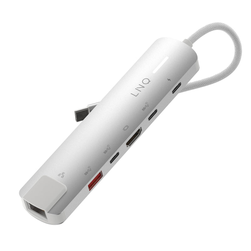 LINQ Connects 6-in-1 Pro-C Multiport Hub met 4K HDMI en Ethernet - 10Gbps - Geschikt voor Laptops en Tablets