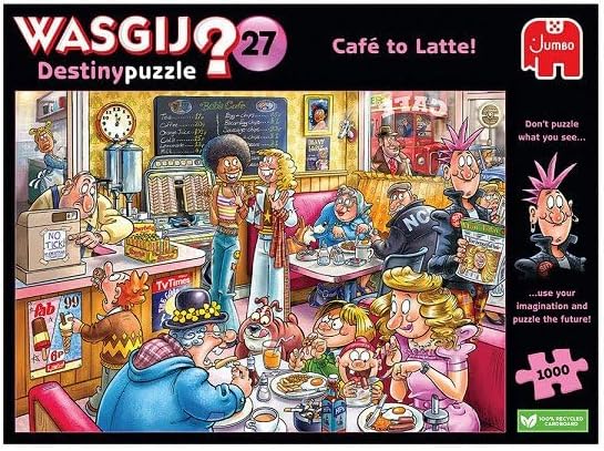Wasgij Destiny 27 - du Petit Noir au café Latte ! - Café to Latte! - Puzzle Adulte - Puzzle Humoristique - Carton 100% Recyclé - 1000 pièces - Jumbo