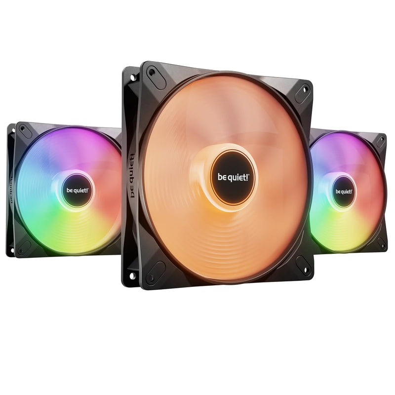 be quiet! Light Wings LX PWM Ventilateur haute vitesse 140 mm avec 3 ventilateurs, moyeu lumineux et pales givrées Plusieurs couleurs et effets, câble ARGB avec option de connexion en série