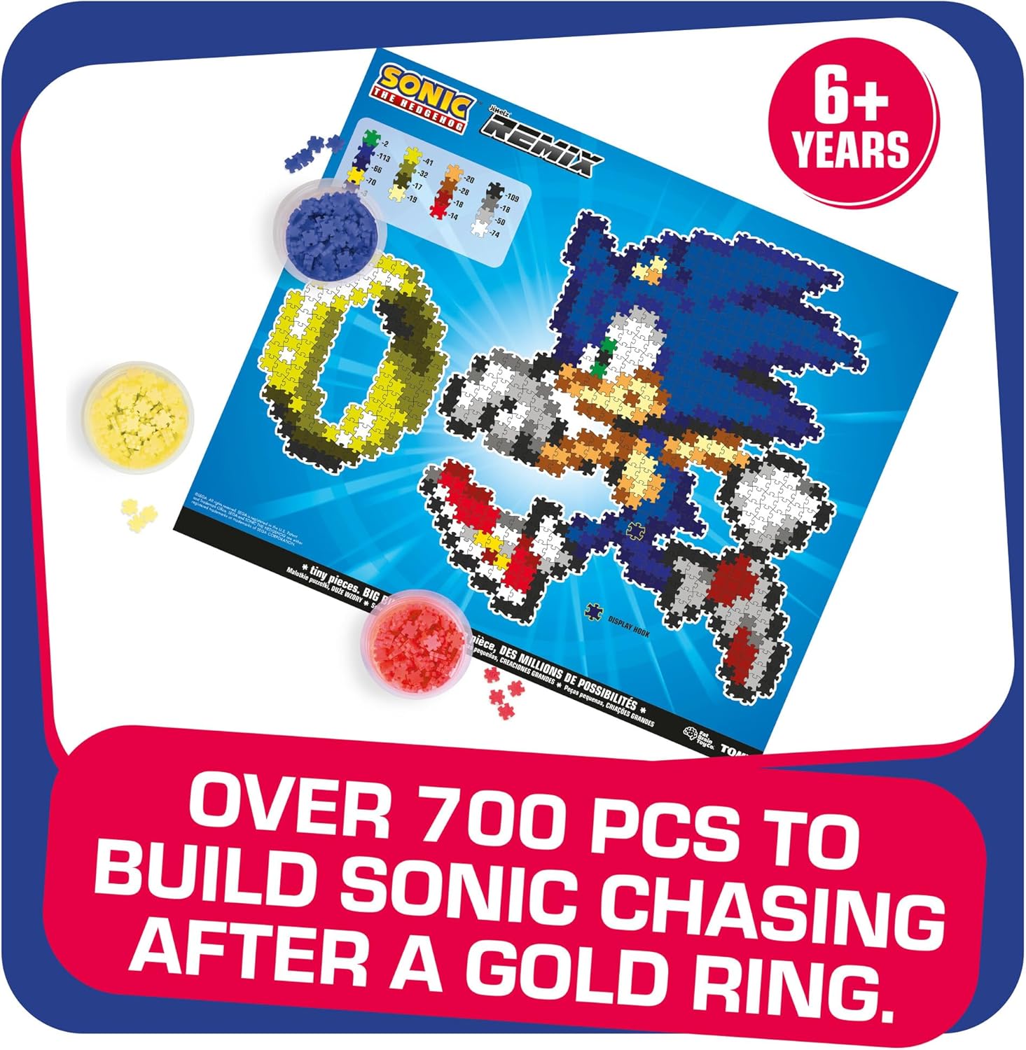 TOMY Jixelz® Remix Sonic The Hedgehog Craft Kit – Sonic & Ring – 700+ Pieces