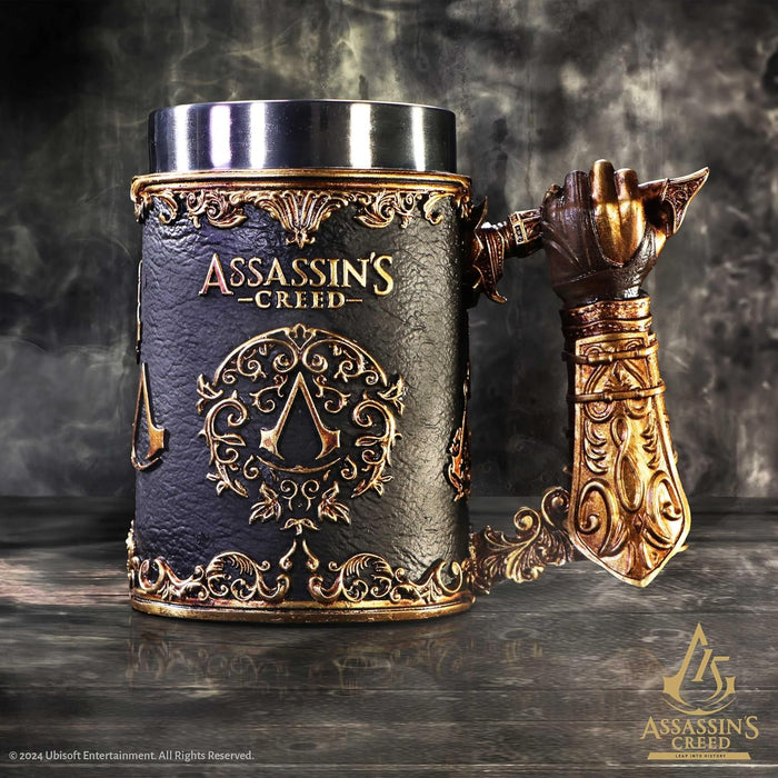 Nemesis Now Assassin's Creed Through The Ages Tankard 15.5cm, Resin, Black/Gold, Official Assassin's Creed Merchandise, Assassin’s Creed Beer Mug, Cast in The Finest Resin, Expertly Hand-Painted