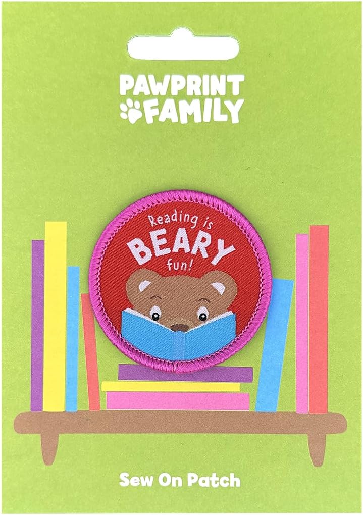 Pawprint Family | Reading is Beary Fun Sew on Patch | World Book Day Official Merchandise