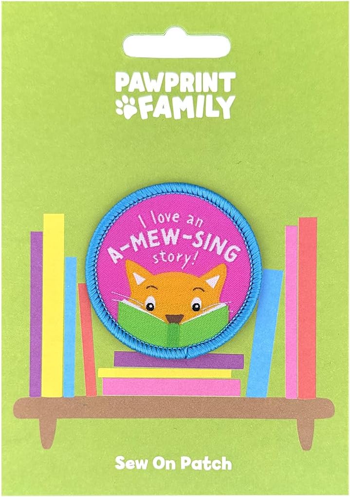Pawprint Family | I Love an A-mew-Sing Story Sew on Patch | World Book Day Official Merchandise
