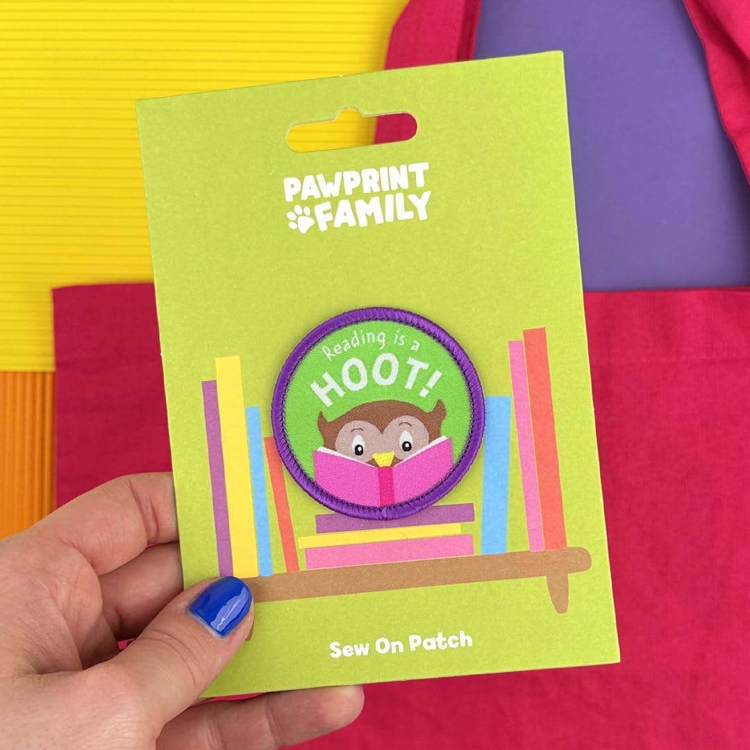 Pawprint Family | Reading is a Hoot Sew on Patch | World Book Day Official Merchandise